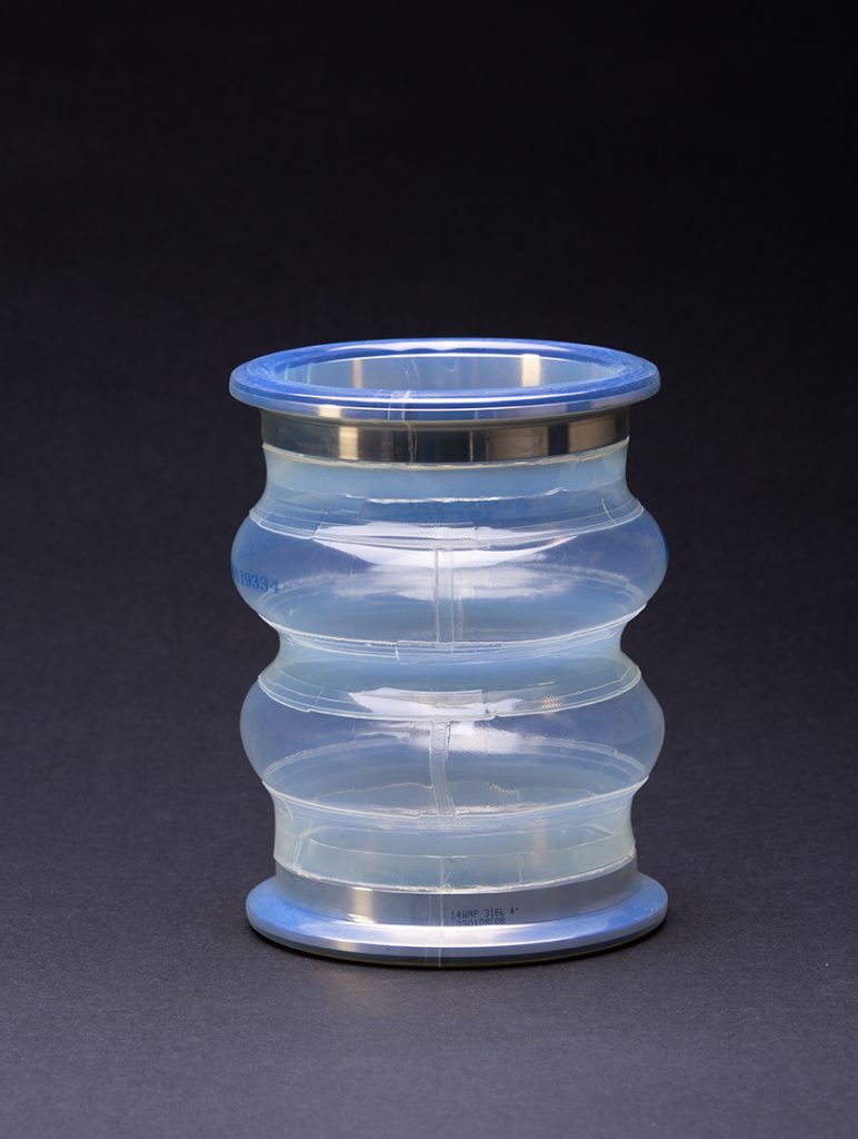 Tri-clover ferrules encapsulated in polyurethane with convolutions for weighting applications